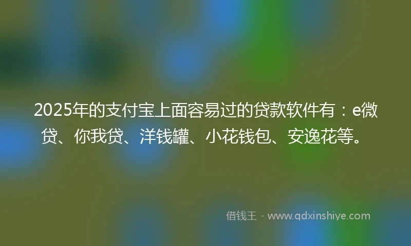 2025年的支付宝上面容易过的贷款软件有：e微贷、你我贷、洋钱罐、小花钱包、安逸花等。