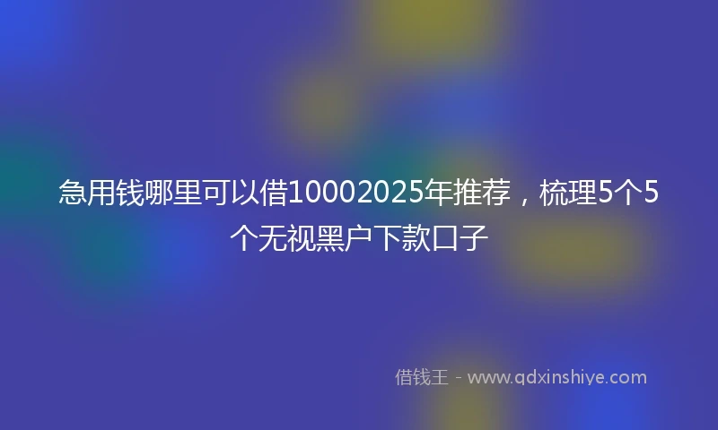 急用钱哪里可以借10002025年推荐，梳理5个5个无视黑户下款口子