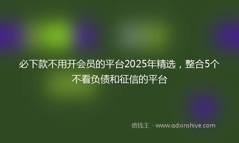 必下款不用开会员的平台2025年精选，整合5个不看负债和征信的平台