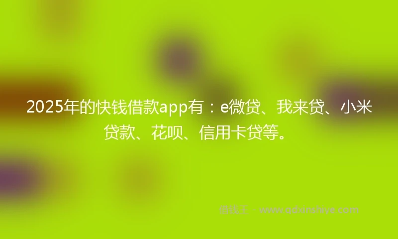 2025年的快钱借款app有：e微贷、我来贷、小米贷款、花呗、信用卡贷等。