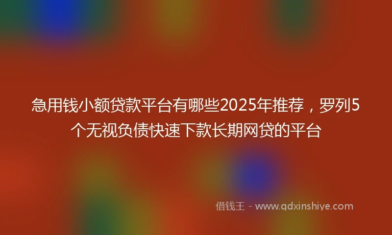 急用钱小额贷款平台有哪些2025年推荐,罗列5个无视负债快速下款长期网贷的平台