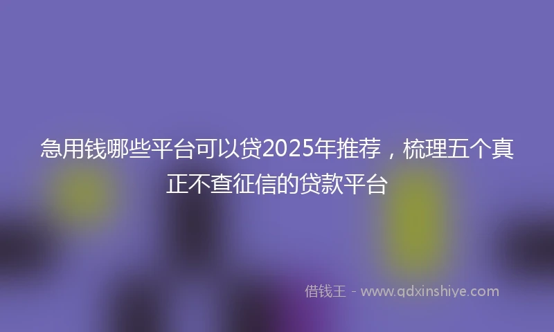 急用钱哪些平台可以贷2025年推荐，梳理五个真正不查征信的贷款平台