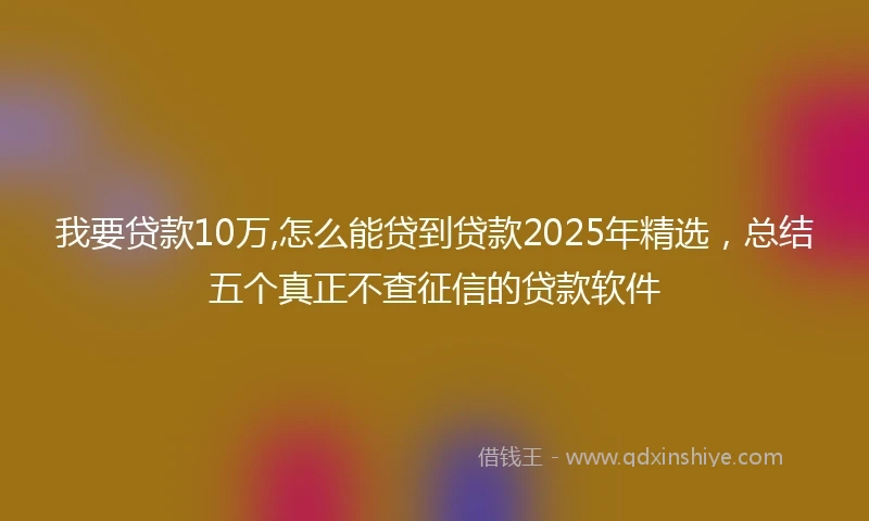 我要贷款10万,怎么能贷到贷款2025年精选，总结五个真正不查征信的贷款软件