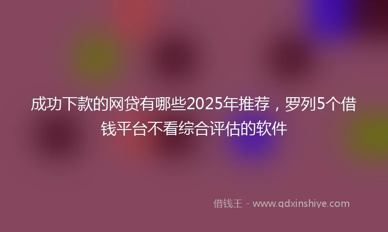成功下款的网贷有哪些2025年推荐，罗列5个借钱平台不看综合评估的软件