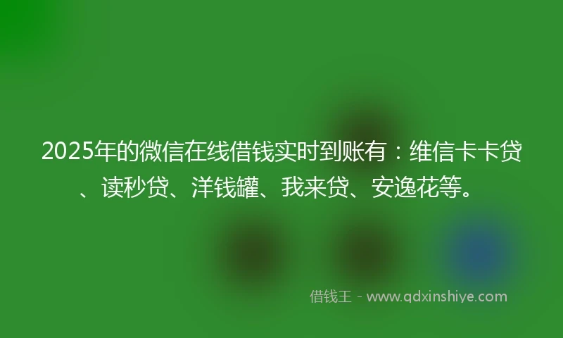 2025年的微信在线借钱实时到账有:维信卡卡贷、读秒贷、洋钱罐、我来贷、安逸花等。