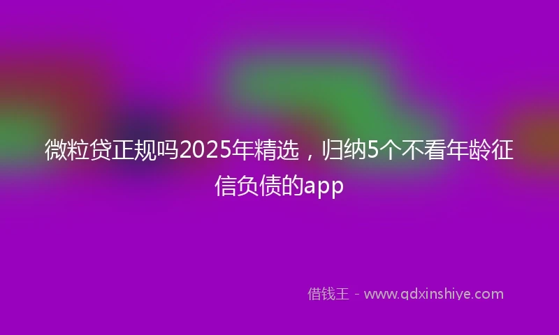 微粒贷正规吗2025年精选，归纳5个不看年龄征信负债的app
