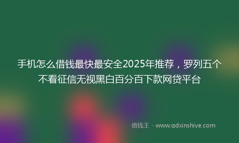 手机怎么借钱最快最安全2025年推荐，罗列五个不看征信无视黑白百分百下款网贷平台