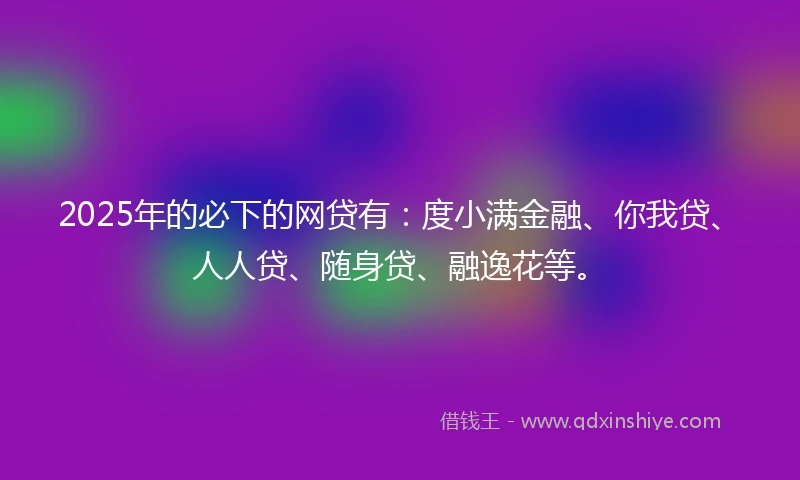 2025年的必下的网贷有：度小满金融、你我贷、人人贷、随身贷、融逸花等。