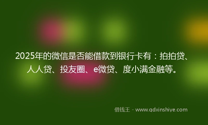 2025年的微信是否能借款到银行卡有：拍拍贷、人人贷、投友圈、e微贷、度小满金融等。