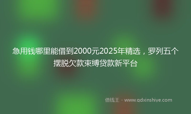 急用钱哪里能借到2000元2025年精选，罗列五个摆脱欠款束缚贷款新平台