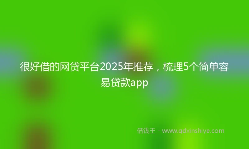 很好借的网贷平台2025年推荐，梳理5个简单容易贷款app