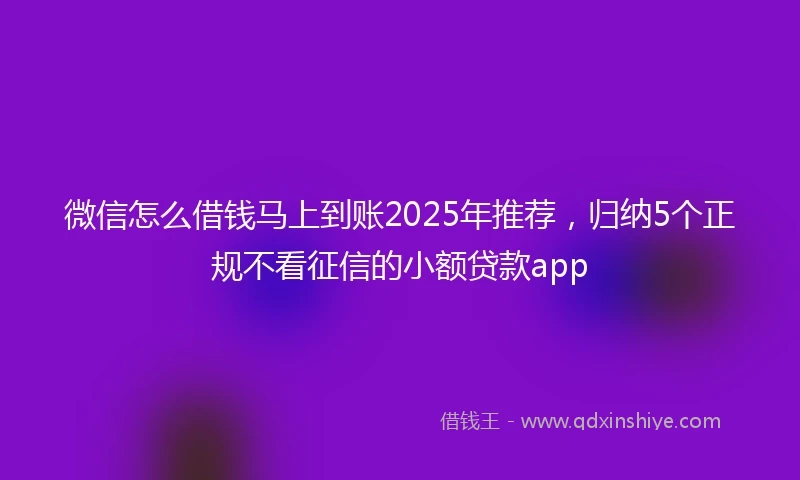 微信怎么借钱马上到账2025年推荐,归纳5个正规不看征信的小额贷款app