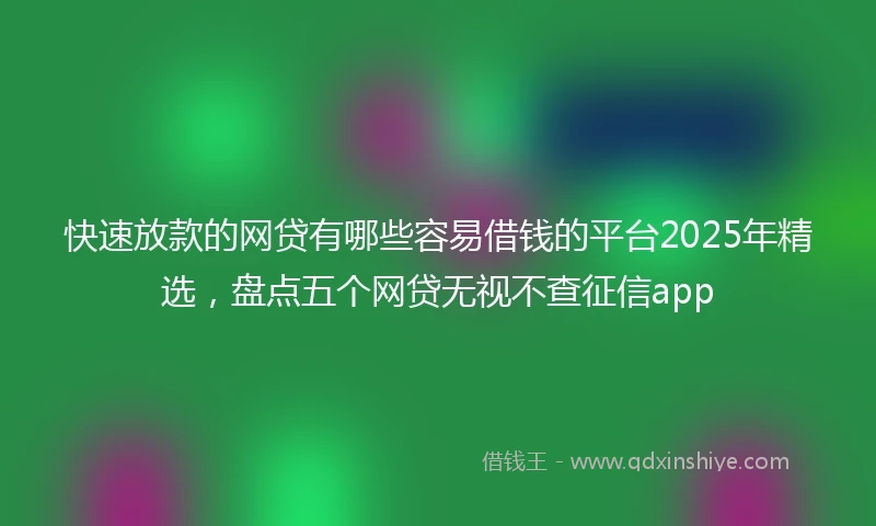 快速放款的网贷有哪些容易借钱的平台2025年精选，盘点五个网贷无视不查征信app