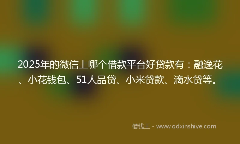 2025年的微信上哪个借款平台好贷款有：融逸花、小花钱包、51人品贷、小米贷款、滴水贷等。