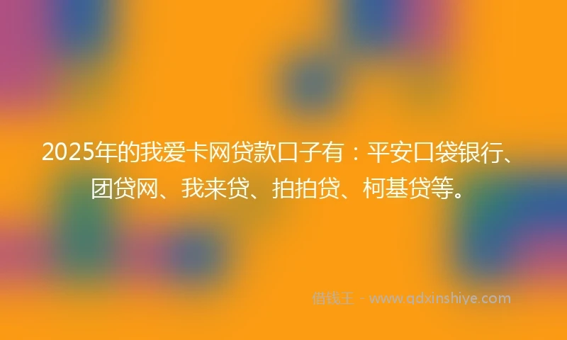 2025年的我爱卡网贷款口子有：平安口袋银行、团贷网、我来贷、拍拍贷、柯基贷等。