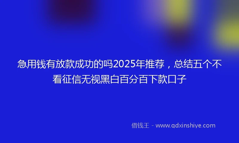 急用钱有放款成功的吗2025年推荐，总结五个不看征信无视黑白百分百下款口子