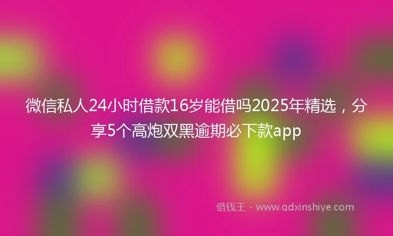 微信私人24小时借款16岁能借吗2025年精选，分享5个高炮双黑逾期必下款app