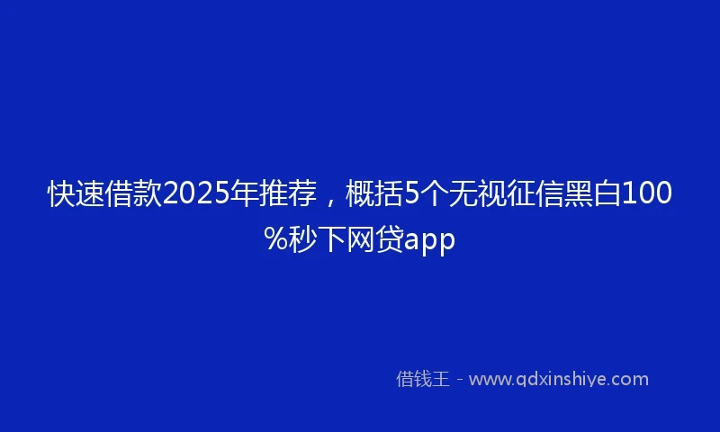 快速借款2025年推荐，概括5个无视征信黑白100%秒下网贷app