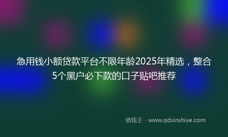 急用钱小额贷款平台不限年龄2025年精选，整合5个黑户必下款的口子贴吧推荐