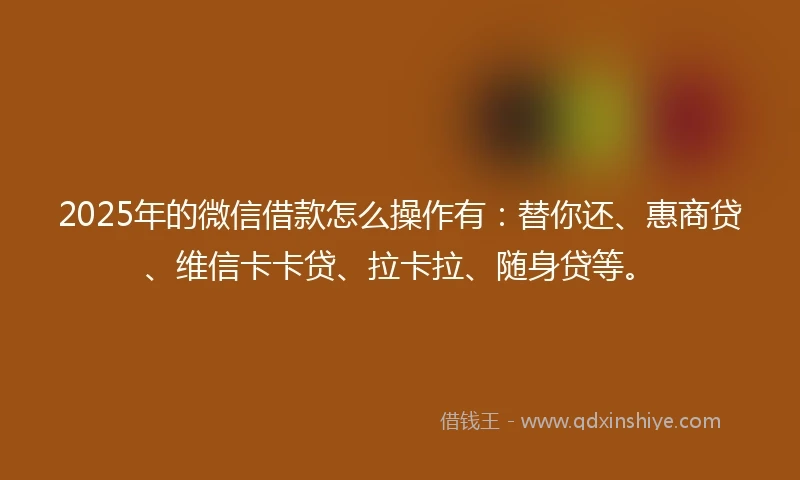 2025年的微信借款怎么操作有：替你还、惠商贷、维信卡卡贷、拉卡拉、随身贷等。