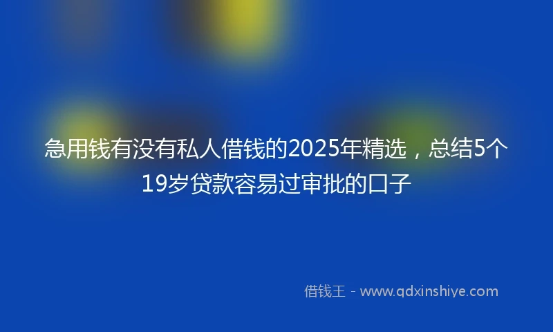 急用钱有没有私人借钱的2025年精选，总结5个19岁贷款容易过审批的口子
