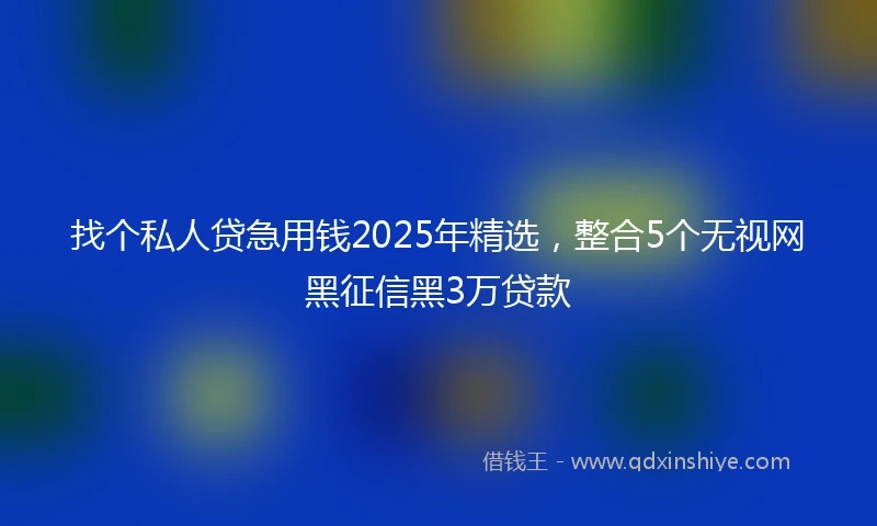 找个私人贷急用钱2025年精选，整合5个无视网黑征信黑3万贷款