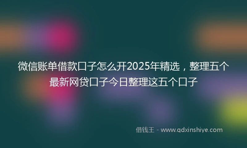 微信账单借款口子怎么开2025年精选，整理五个最新网贷口子今日整理这五个口子