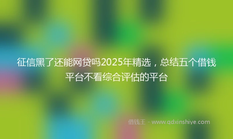 征信黑了还能网贷吗2025年精选，总结五个借钱平台不看综合评估的平台