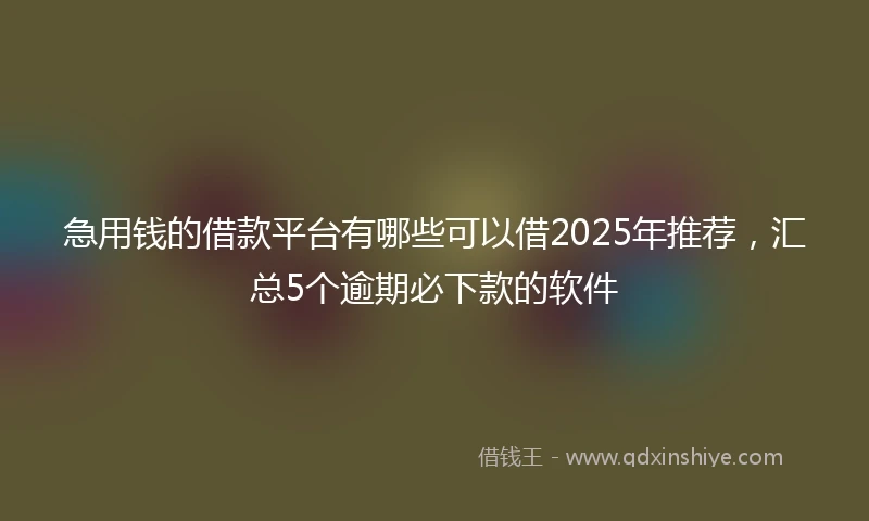 急用钱的借款平台有哪些可以借2025年推荐，汇总5个逾期必下款的软件