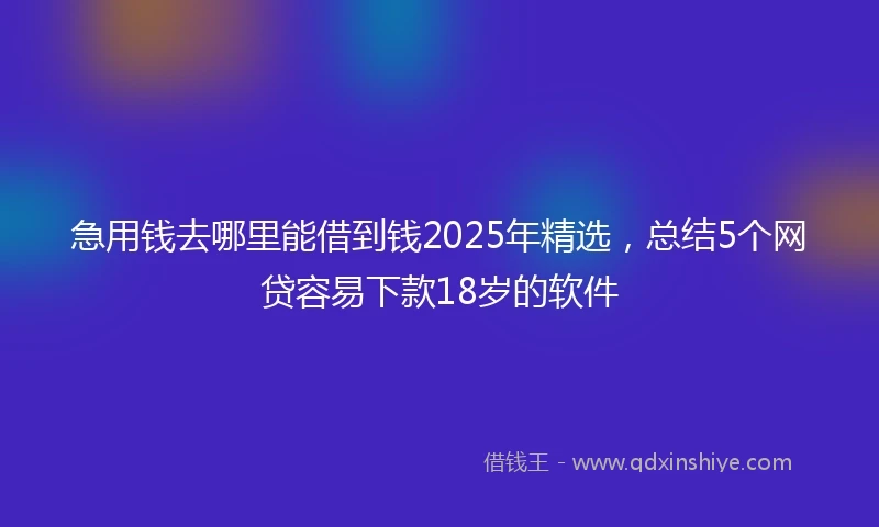 急用钱去哪里能借到钱2025年精选，总结5个网贷容易下款18岁的软件