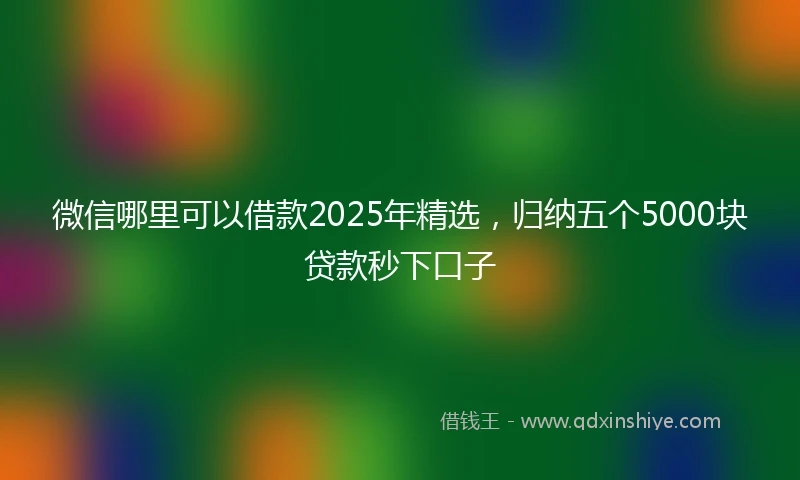 微信哪里可以借款2025年精选，归纳五个5000块贷款秒下口子