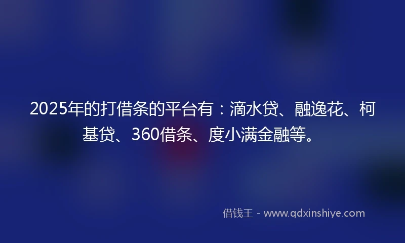 2025年的打借条的平台有：滴水贷、融逸花、柯基贷、360借条、度小满金融等。