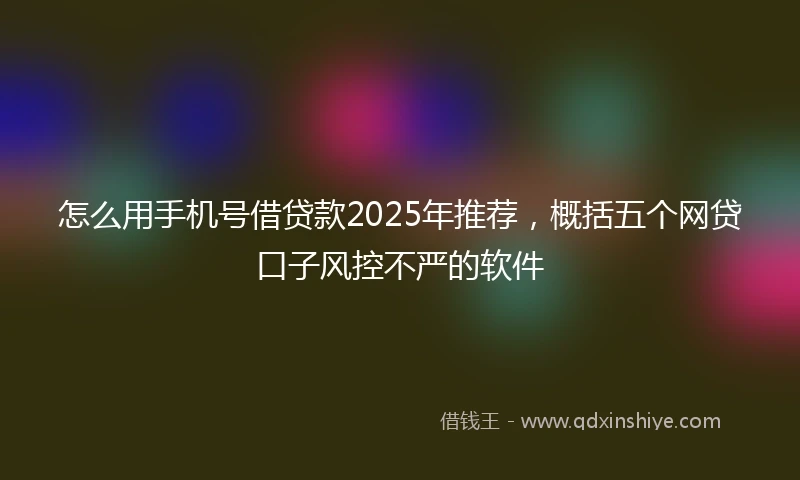 怎么用手机号借贷款2025年推荐，概括五个网贷口子风控不严的软件