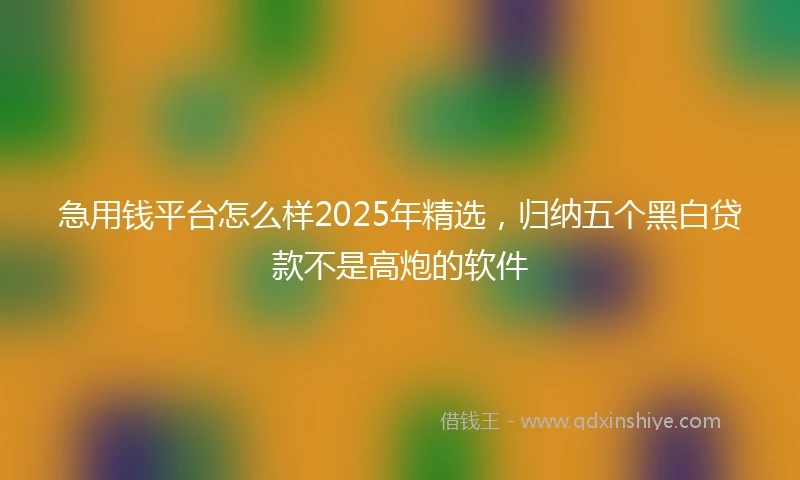 急用钱平台怎么样2025年精选，归纳五个黑白贷款不是高炮的软件