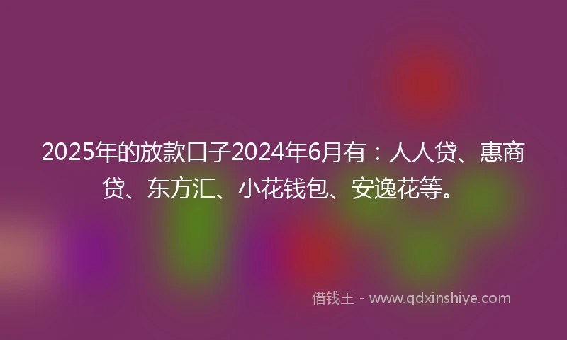2025年的放款口子2024年6月有：人人贷、惠商贷、东方汇、小花钱包、安逸花等。