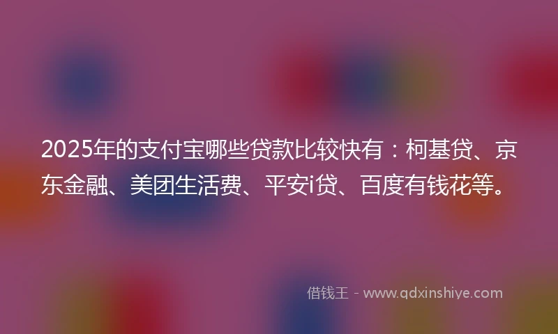 2025年的支付宝哪些贷款比较快有：柯基贷、京东金融、美团生活费、平安i贷、百度有钱花等。