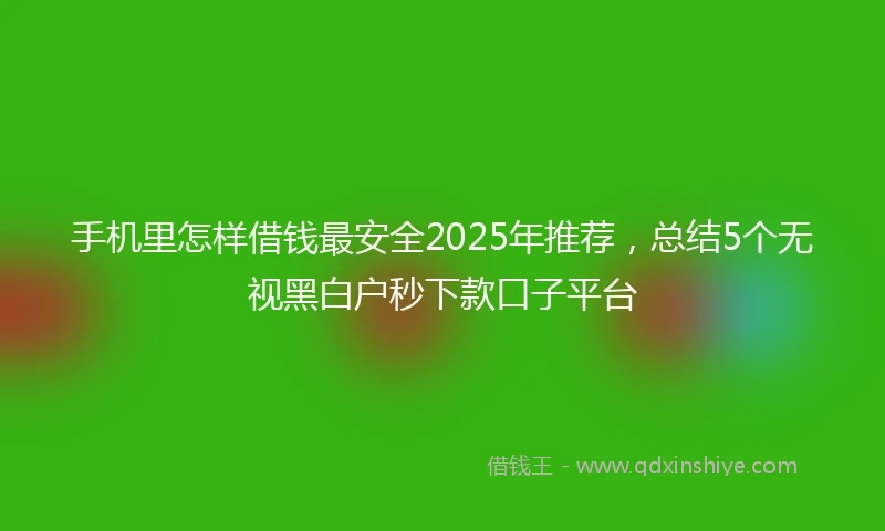 手机里怎样借钱最安全2025年推荐，总结5个无视黑白户秒下款口子平台