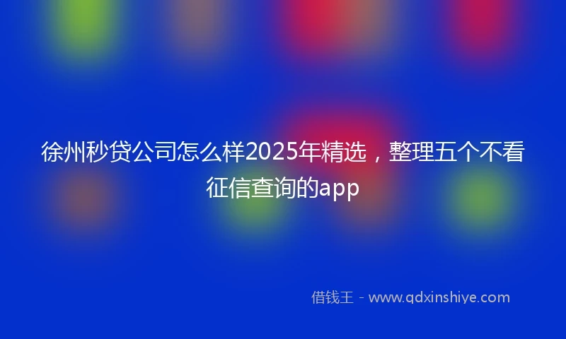 徐州秒贷公司怎么样2025年精选，整理五个不看征信查询的app
