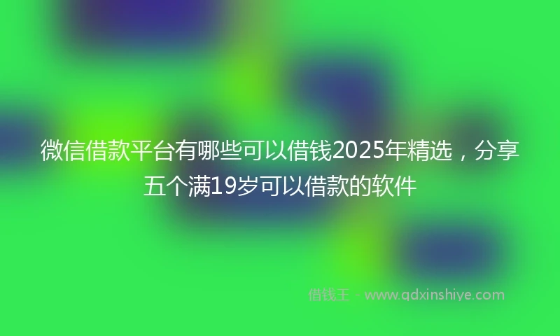 微信借款平台有哪些可以借钱2025年精选，分享五个满19岁可以借款的软件