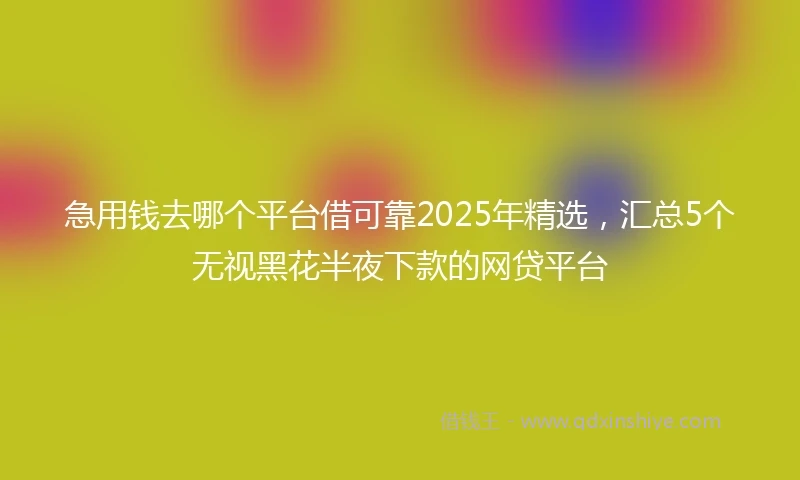 急用钱去哪个平台借可靠2025年精选，汇总5个无视黑花半夜下款的网贷平台