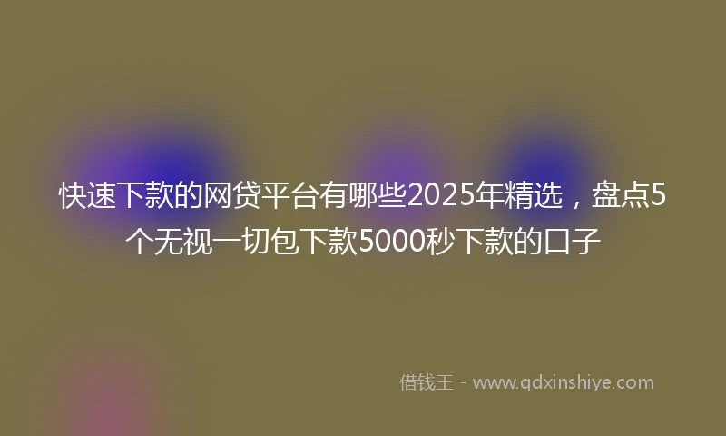 快速下款的网贷平台有哪些2025年精选，盘点5个无视一切包下款5000秒下款的口子