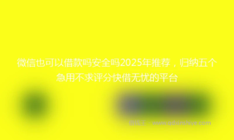 微信也可以借款吗安全吗2025年推荐，归纳五个急用不求评分快借无忧的平台