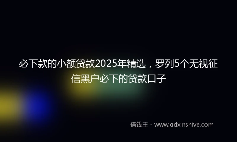 必下款的小额贷款2025年精选，罗列5个无视征信黑户必下的贷款口子