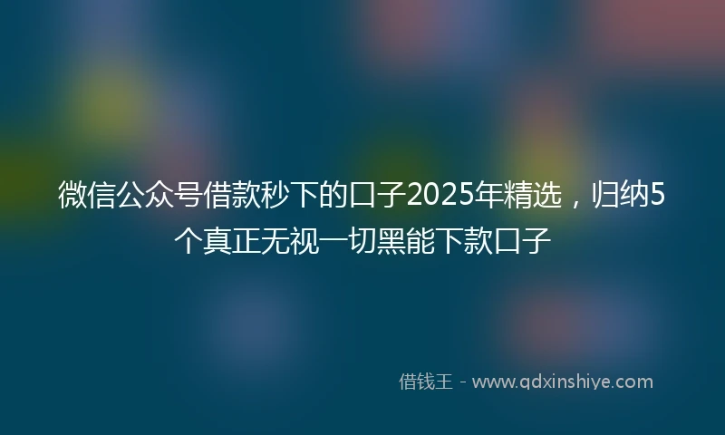 微信公众号借款秒下的口子2025年精选,归纳5个真正无视一切黑能下款口子
