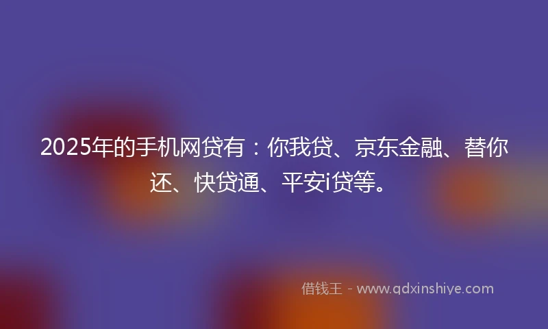 2025年的手机网贷有：你我贷、京东金融、替你还、快贷通、平安i贷等。