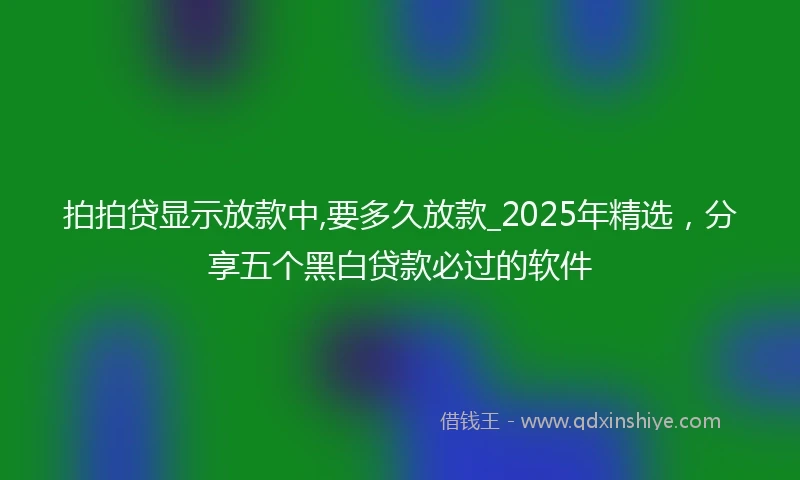 拍拍贷显示放款中,要多久放款_2025年精选，分享五个黑白贷款必过的软件