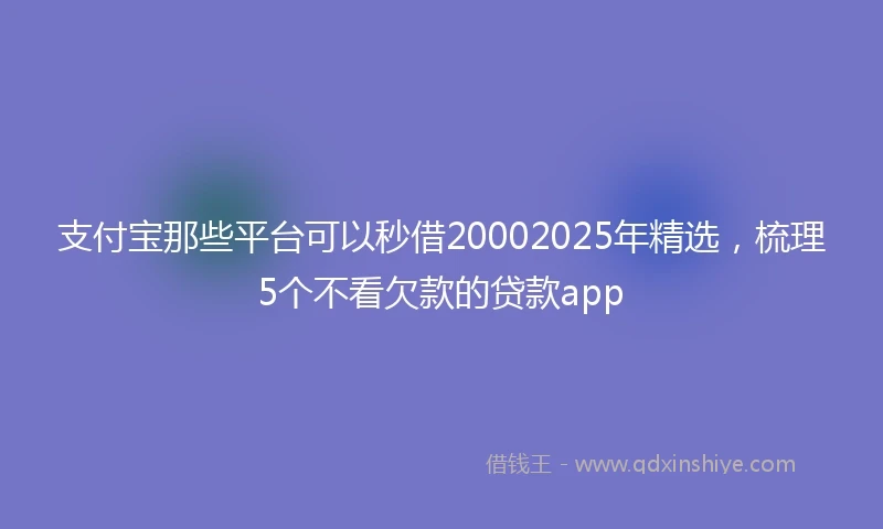支付宝那些平台可以秒借20002025年精选，梳理5个不看欠款的贷款app