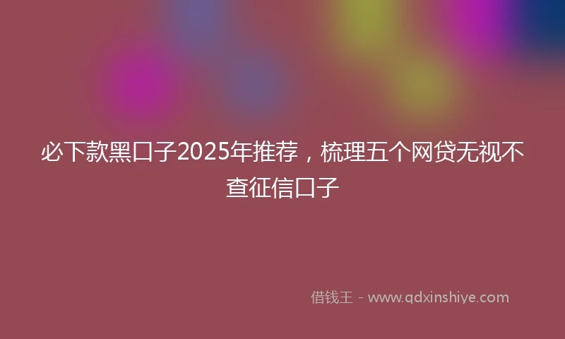 必下款黑口子2025年推荐，梳理五个网贷无视不查征信口子