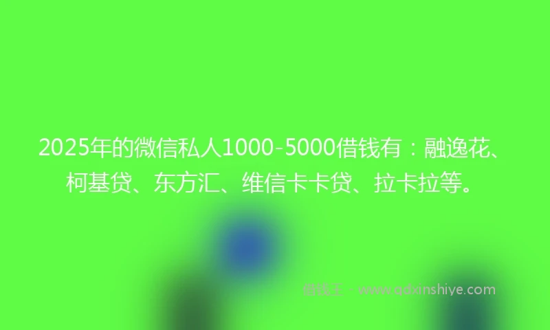 2025年的微信私人1000-5000借钱有：融逸花、柯基贷、东方汇、维信卡卡贷、拉卡拉等。