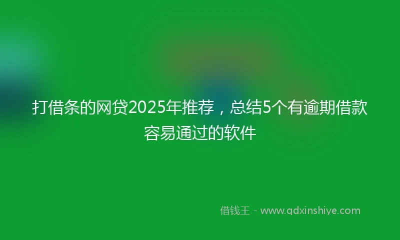 打借条的网贷2025年推荐，总结5个有逾期借款容易通过的软件